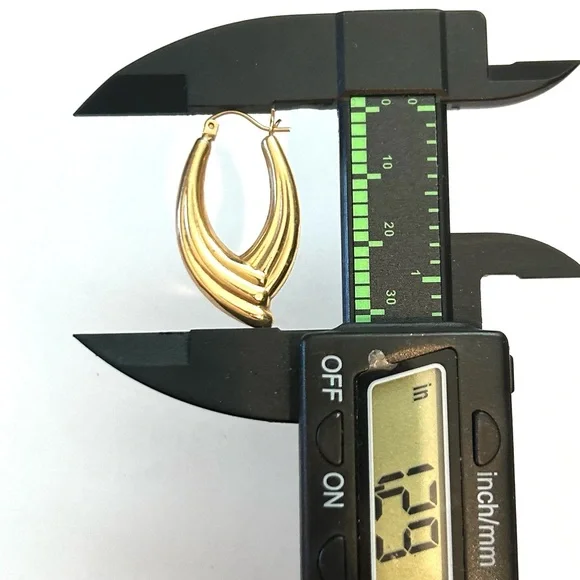 Vintage 14k Yellow Gold Half Twist Hoop Hinge Back Earrings 2.83 G 1.3